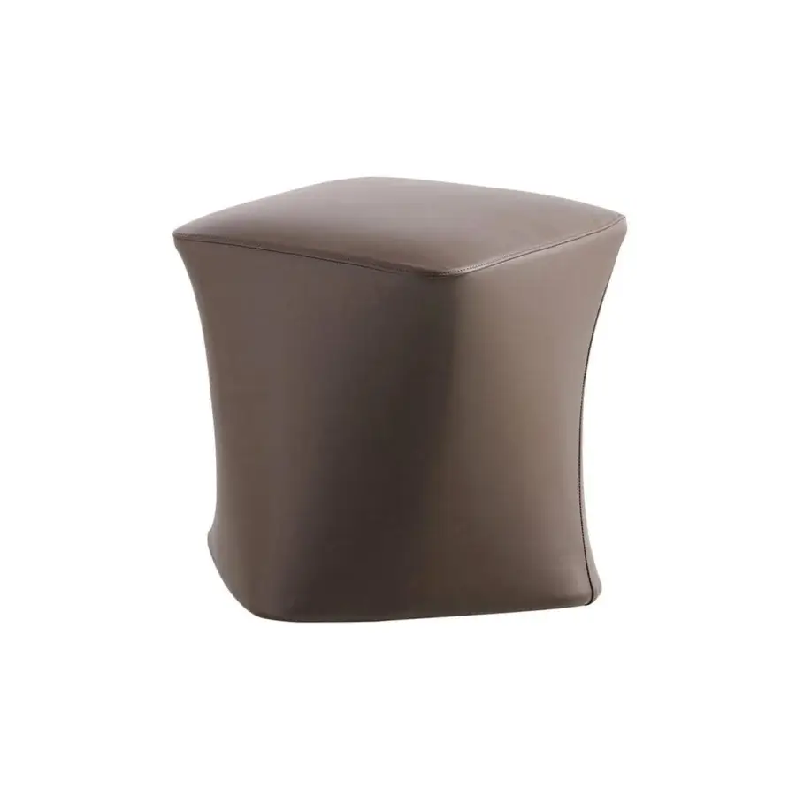 Distinguished Potocco Dance ottoman upholstered in muted brown fire-retardant polyurethane foam with a smooth leather finish