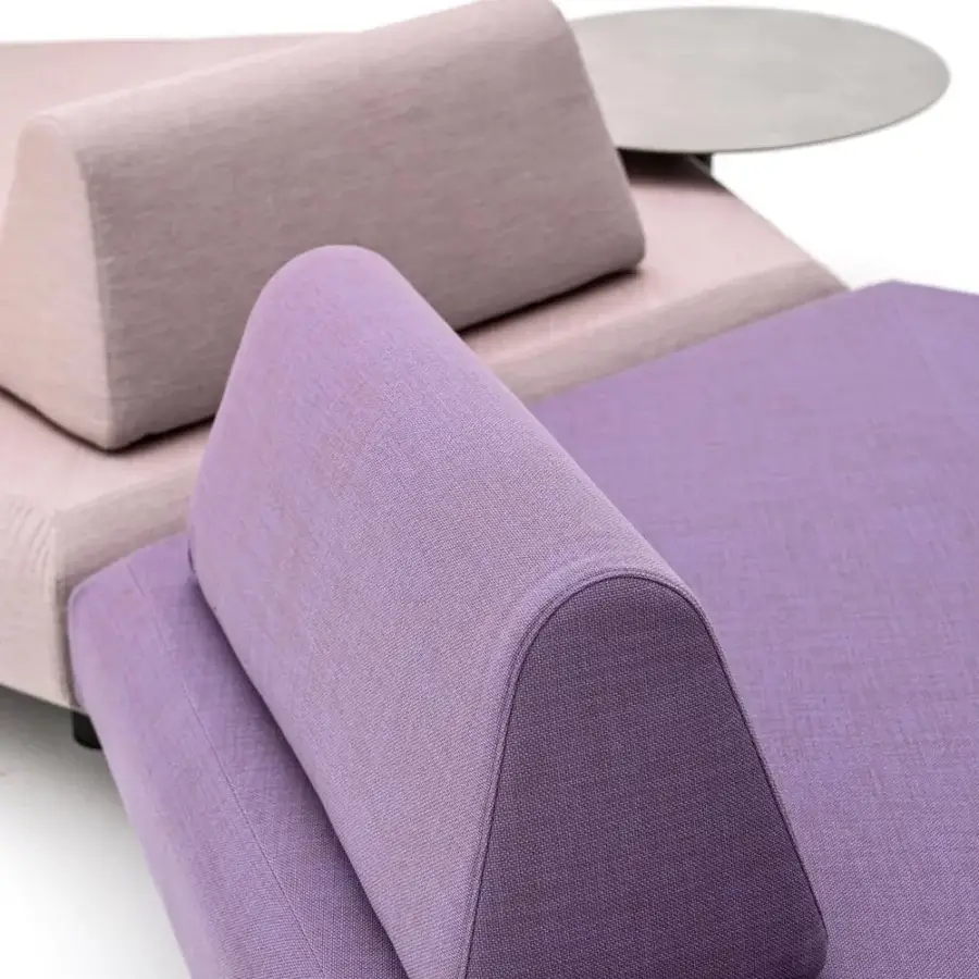 Superior Varaschin Bento sectional with woven textile upholstery in purple and light beige with a matte finish