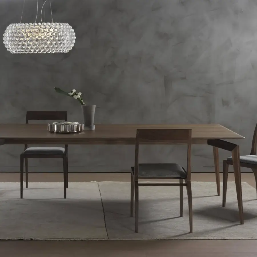 Exceptional Pacini & Cappellini Hope table crafted in medium brown with solid wood legs and a matte finish