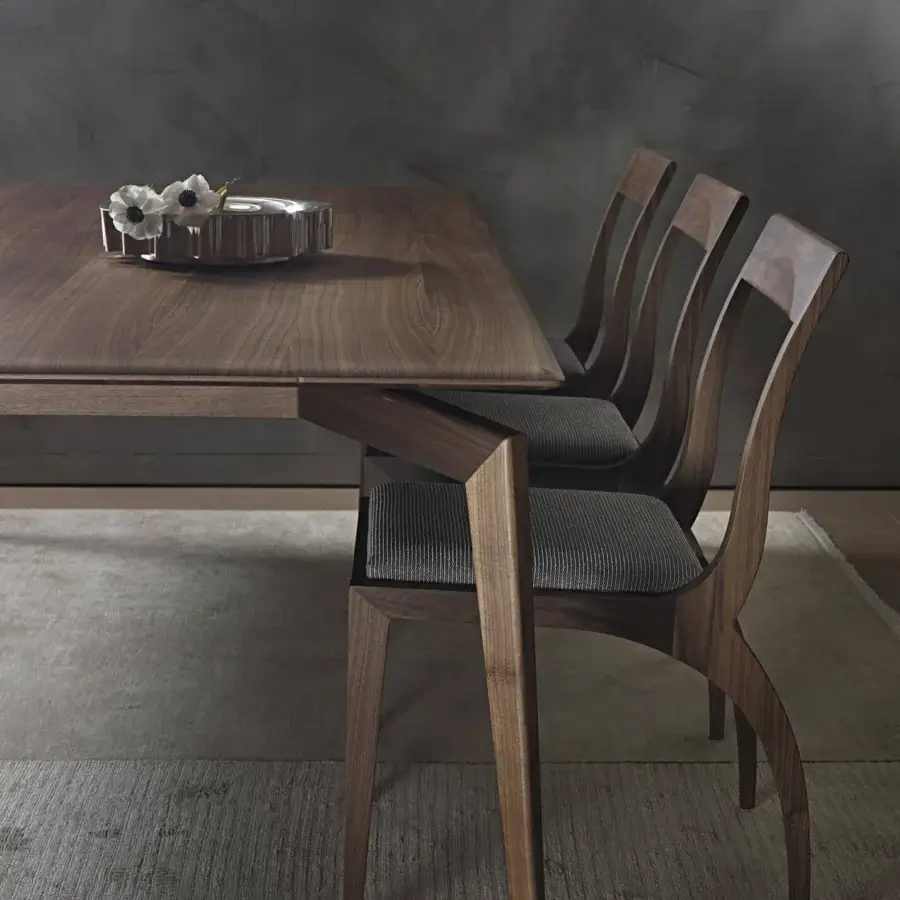 Superior Pacini & Cappellini Hope table crafted in medium brown wood with a matte finish and oblique legs