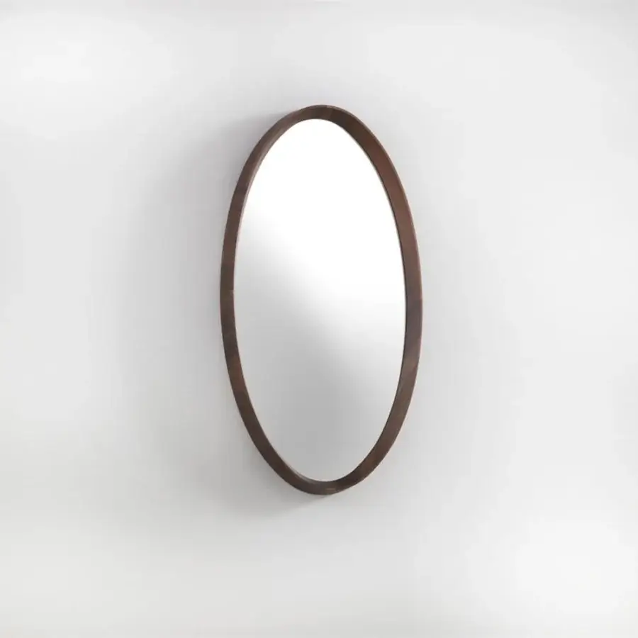 Elegant Porada Mix mirror with a slim Canaletto Walnut frame and dark brown finish offering a crystal clear reflection with 360 degree turnability