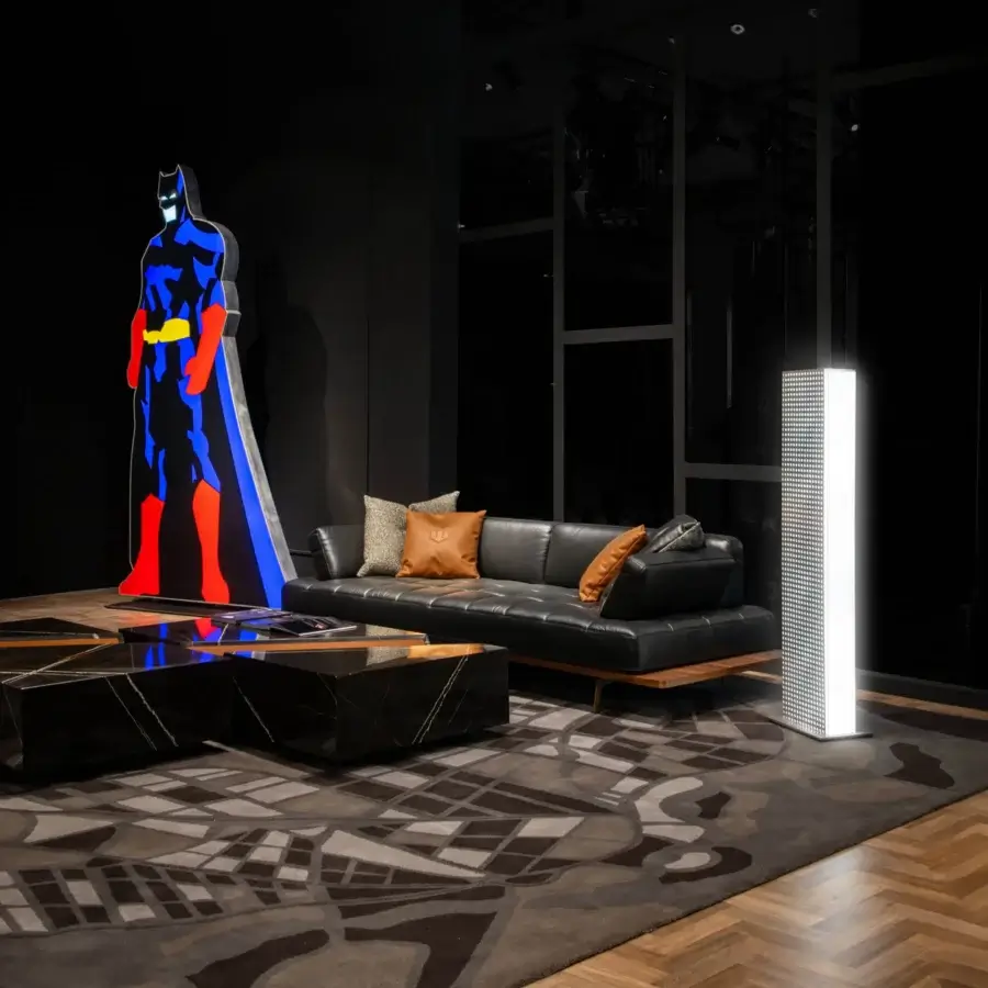 Distinguished Wayne Enterprises WE-004 coffee table crafted in black marble with white veining and glossy finish