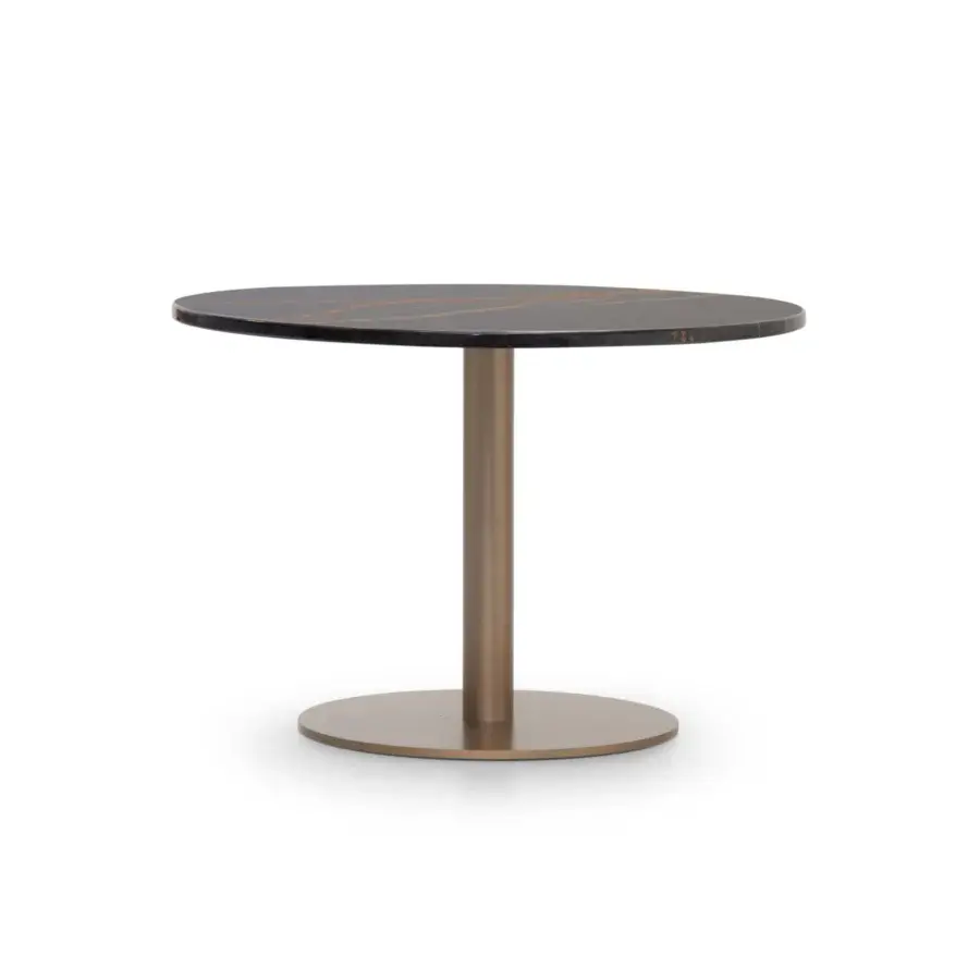 Elegant WAYNE Enterprises WE-037 side table with black marble top and bronze metal base in a sophisticated matte finish