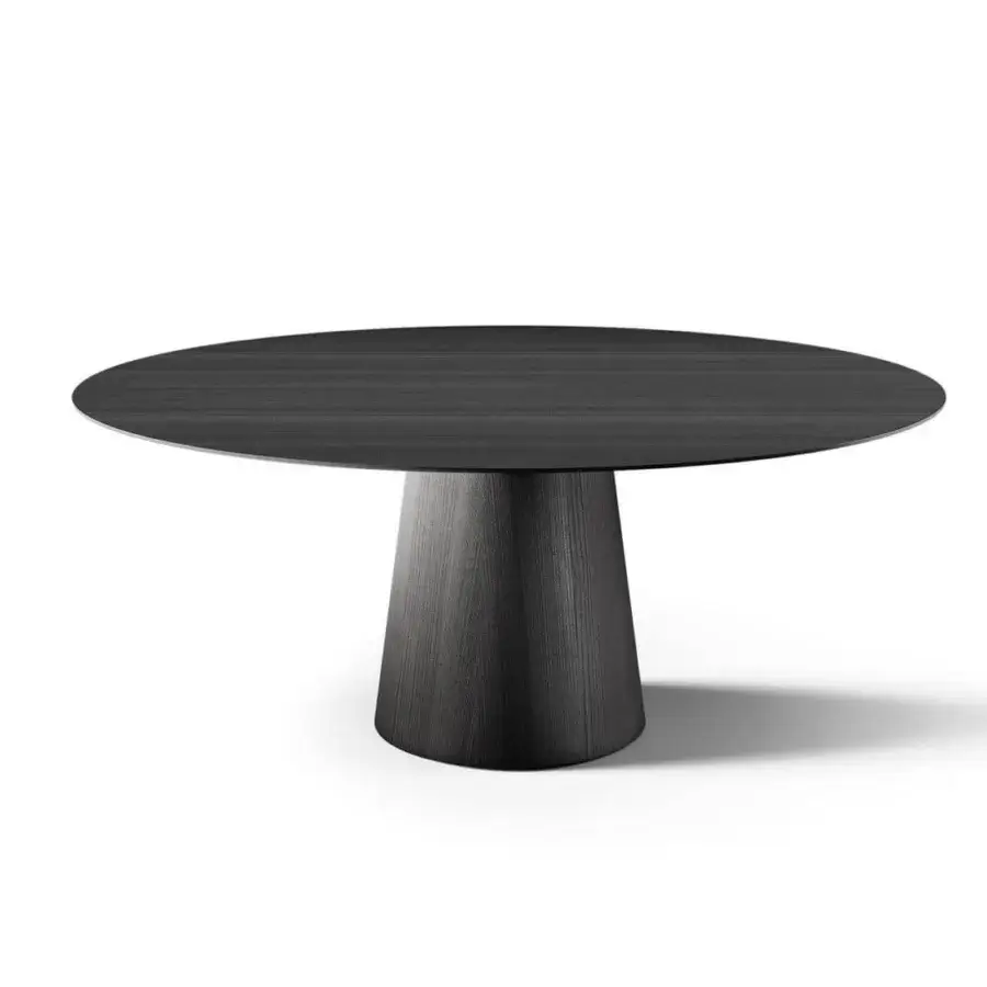 Elegant Pacini & Cappellini Shell table crafted in wood with dark finish and clean curved lines