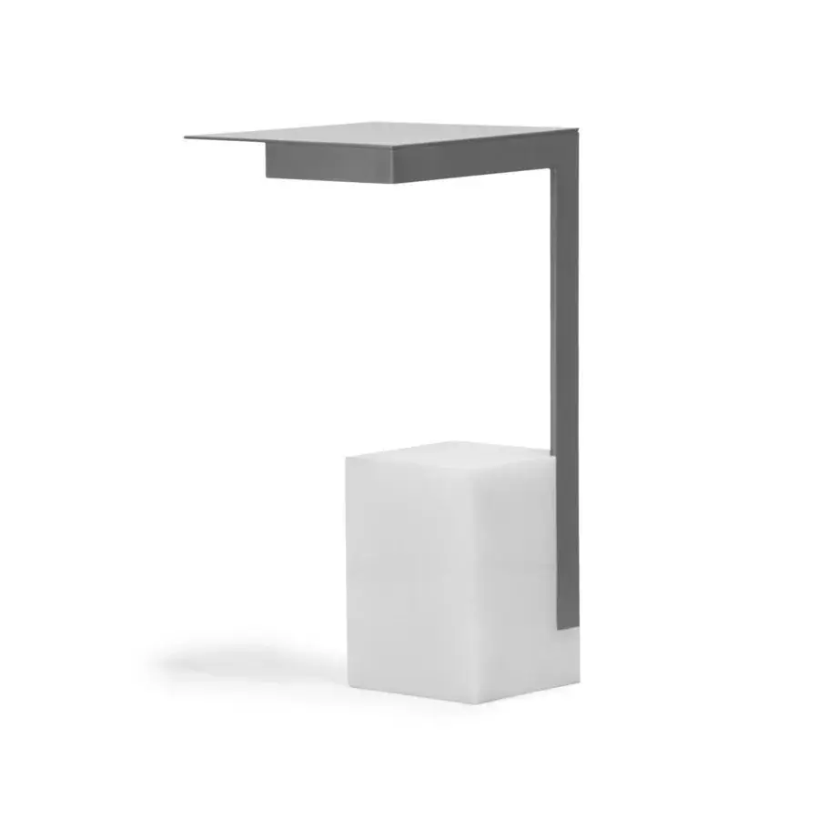 Elegant WAYNE Enterprises WE-202 side table in gray metal and white synthetic material with matte finish