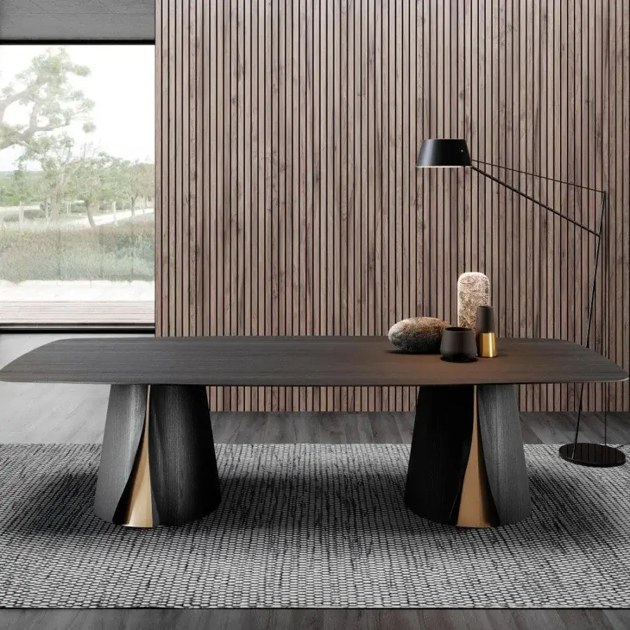 Captivating Pacini & Cappellini Shell table crafted in wood with contrasting gold-colored painted metal details