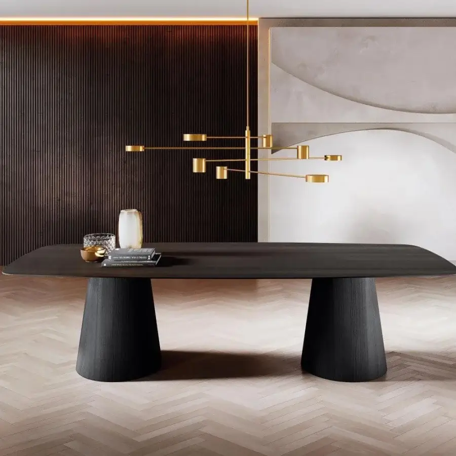 Superior Pacini & Cappellini Shell table crafted in wood with dark matte finish accentuating textured grain