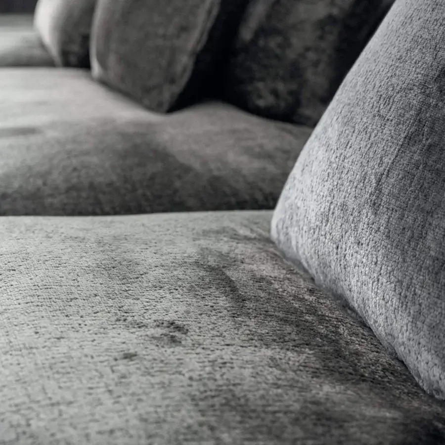 Superior Lago Air Soft sectional with plush gray textile upholstery and sleek metal legs for contemporary spaces
