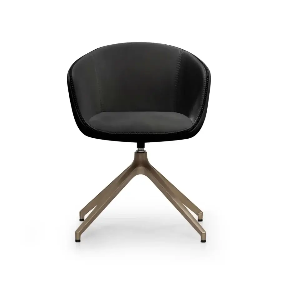 Superior WAYNE Enterprises WE-136 armchair with black fabric upholstery and gold tone metal base