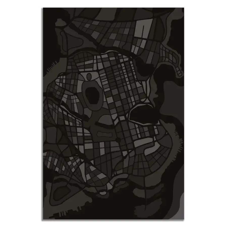 Exceptional Wayne Enterprises WE-005 rug with abstract city map design in varying gray tones crafted from pure new wool