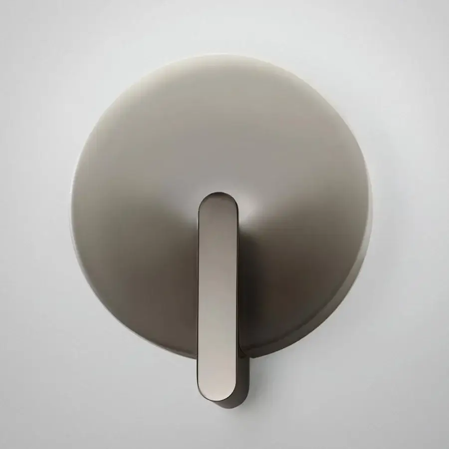 Exceptional Italamp Sinua wall lamp with round smoked diffuser and iron grey metal structure in smooth matte finish