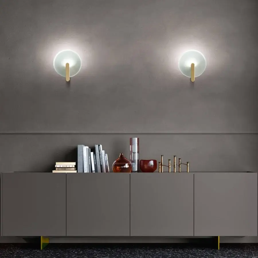 Captivating Italamp Sinua wall lamp with sculptural satin glass and light gold metal structure