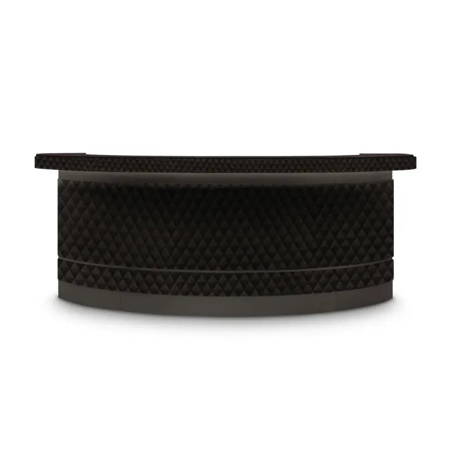 Captivating Wayne Enterprises WE-149 bar counter with quilted dark gray leather and metallic lacquered finish