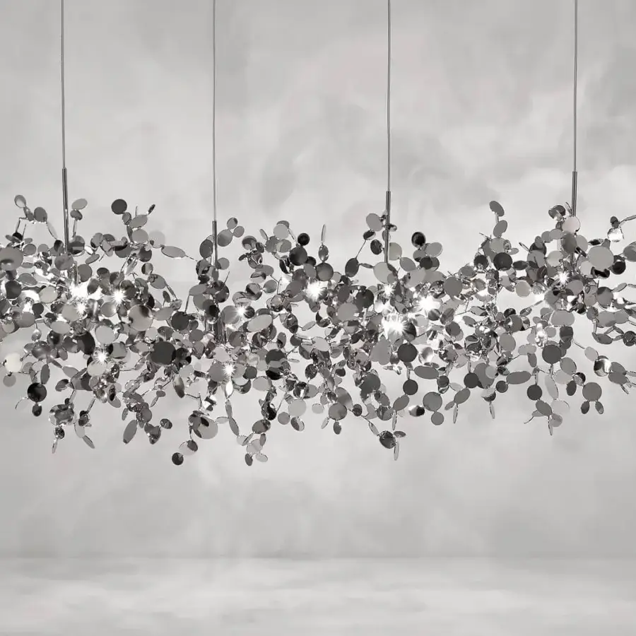 Exceptional Terzani Argent suspension lamp crafted in reflective silver with meticulously joined metal discs