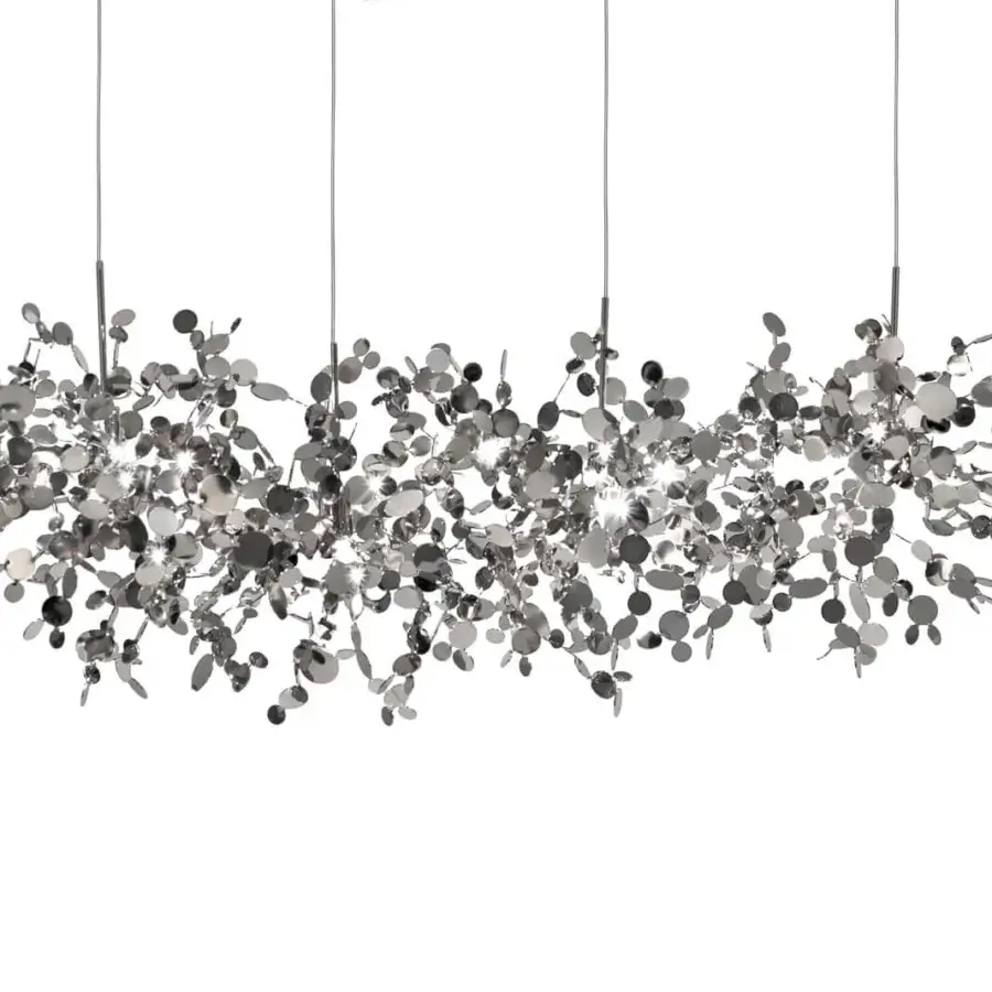 Superior Terzani Argent suspension lamp crafted in Italy with joined metal discs and a reflective silver finish