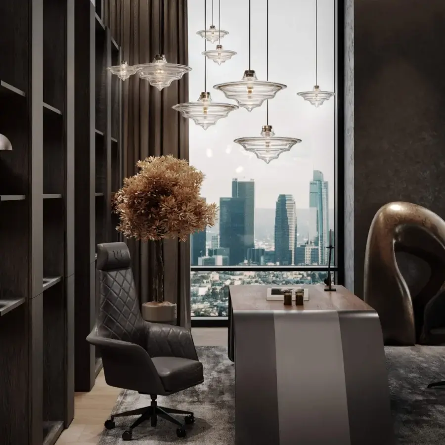 Exclusive WAYNE Enterprises WE-173 office chair in dark gray leather with matellassé stitching and metal swivel base
