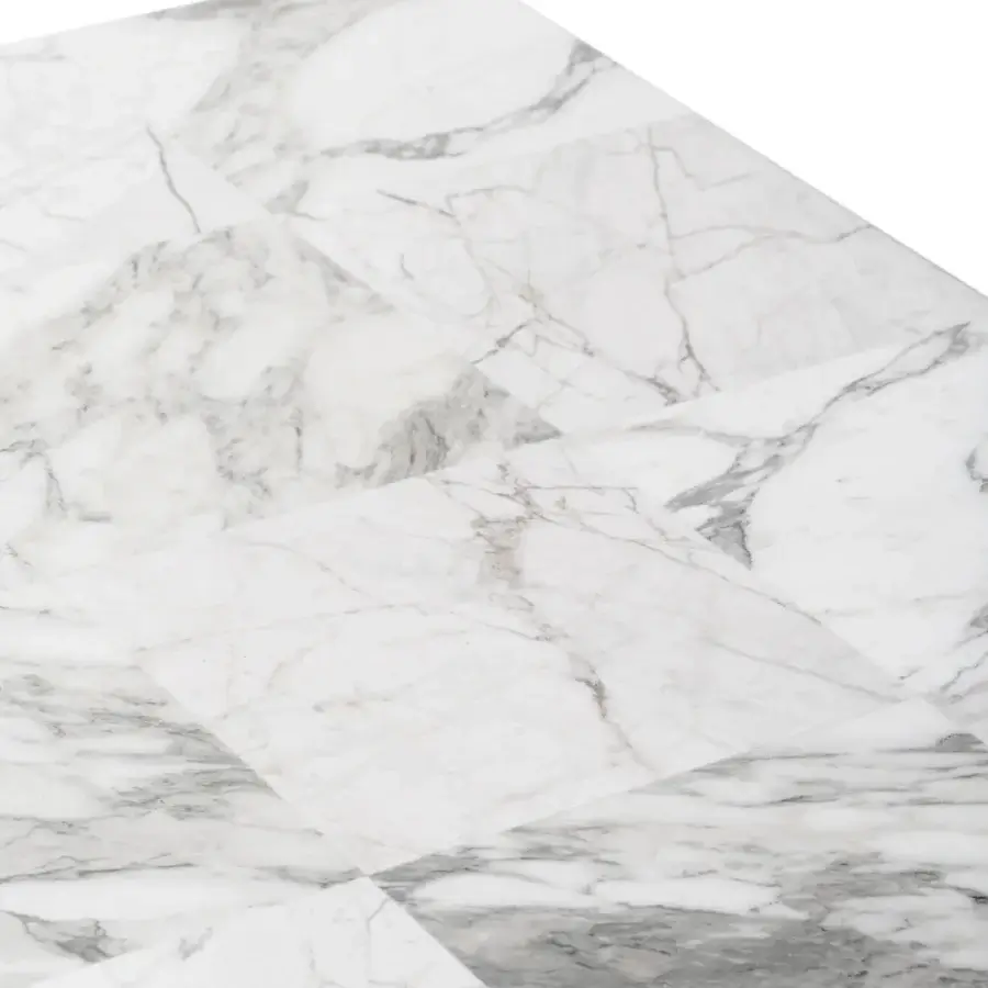 Exclusive Turri Ratio coffee table with a glossy marble top displaying a patchwork of white squares and gray veining