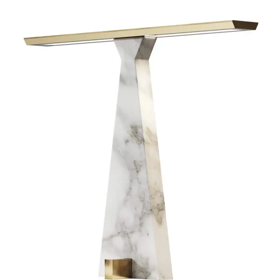 Elegant Italamp Traccia table lamp with marble base and brushed light gold metal diffuser structure