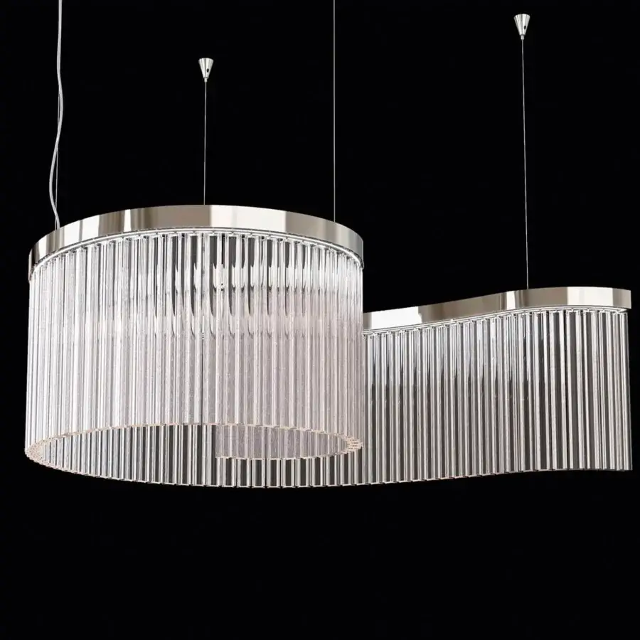 Distinguished Italamp Carmen suspension lamp with clear glass quadrihedrons and a chrome metal structure