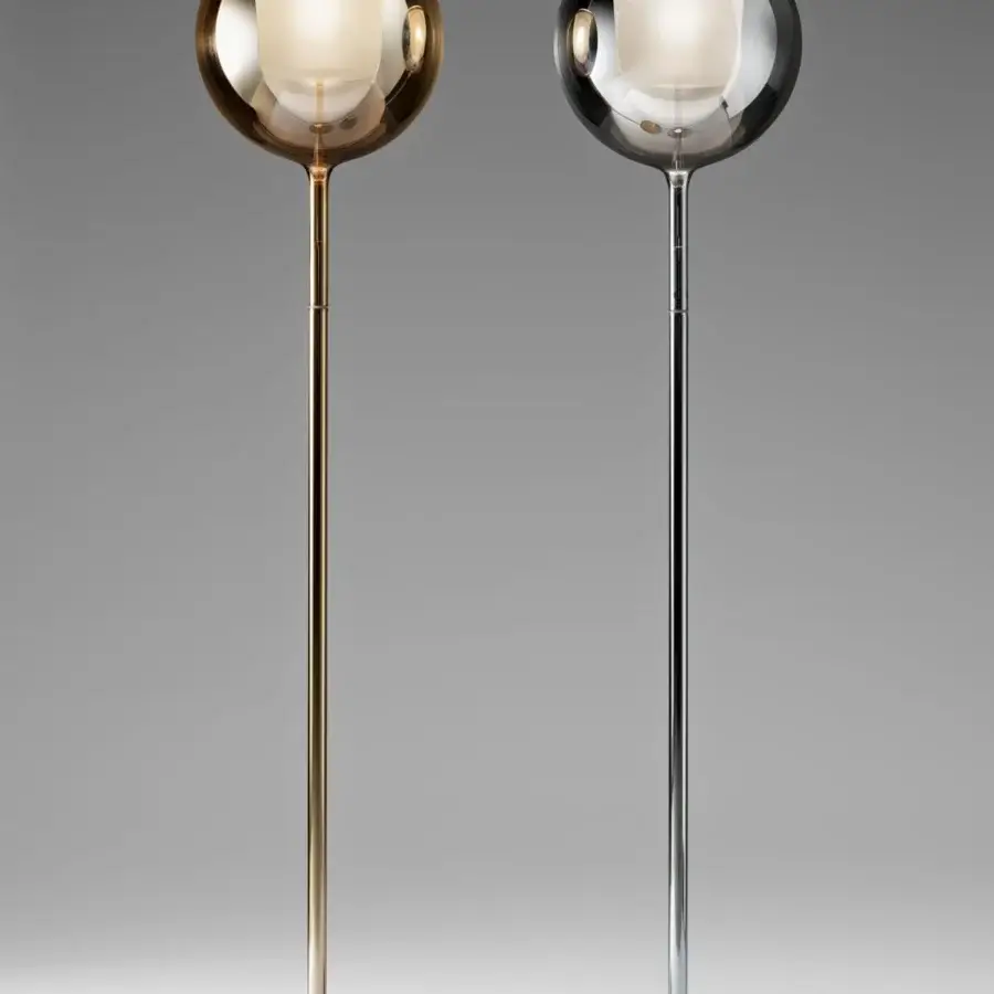 Elegant Penta Glo floor lamp with chromed metal, mirrored glass and sandblasted shades, built in Italy
