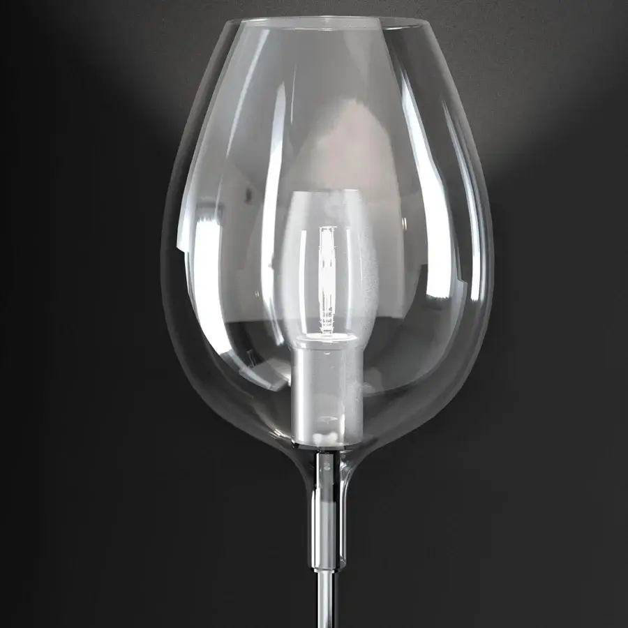 Distinguished Italamp Rosè floor lamp with transparent glass diffuser and polished metal structure