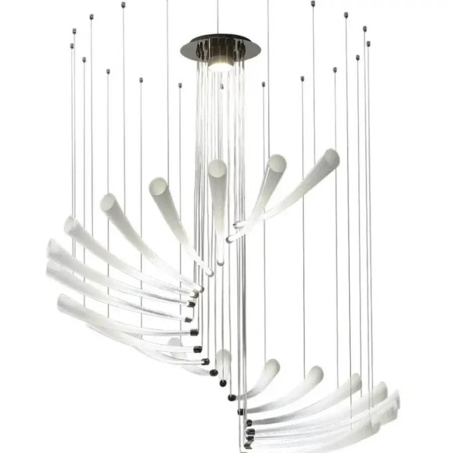 Captivating Italamp Pulsa Spira suspension lamp with cascading artistic blown glass fluted pendants and iron grey metal structure