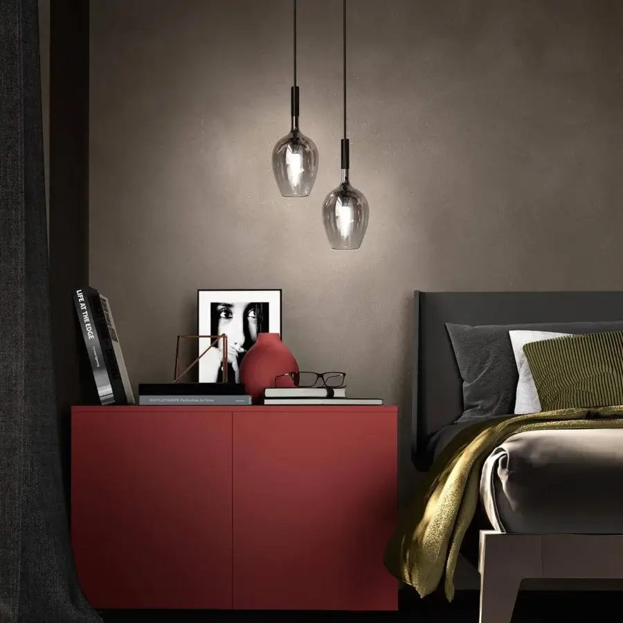 Distinguished Italamp Rosè suspension lamp with transparent blown glass diffusers and round metal structure