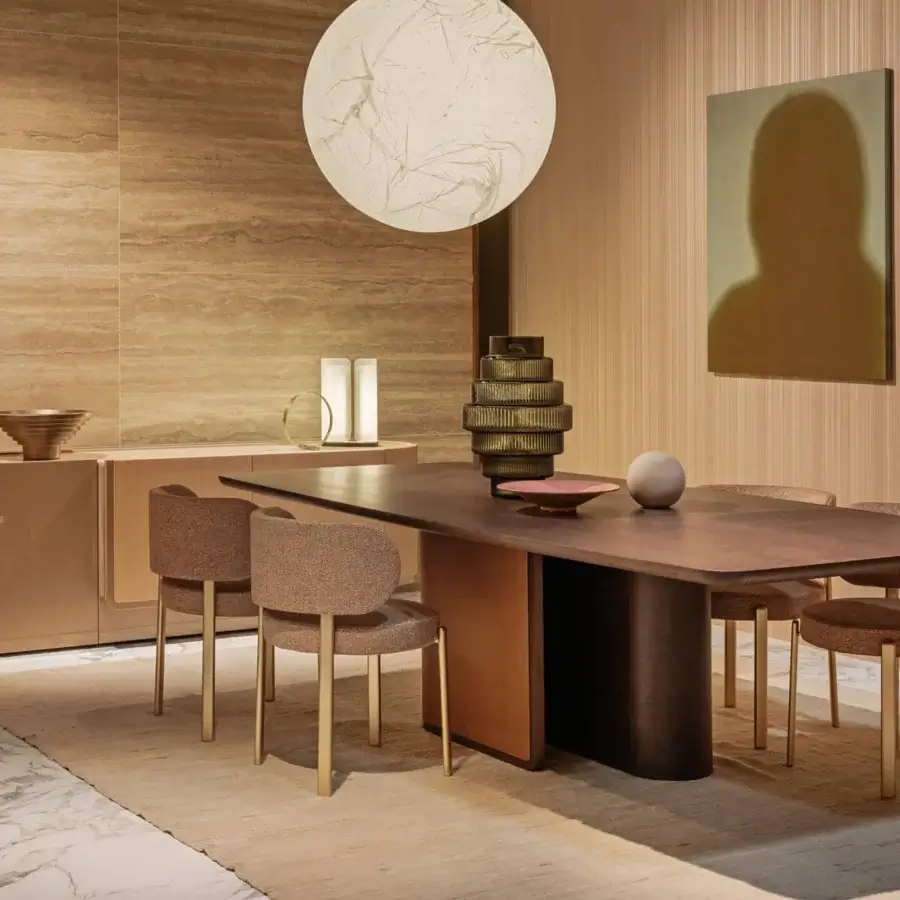 Distinguished Turri Echo sideboard with walnut wood base and leather accents exhibiting a glossy light tan finish