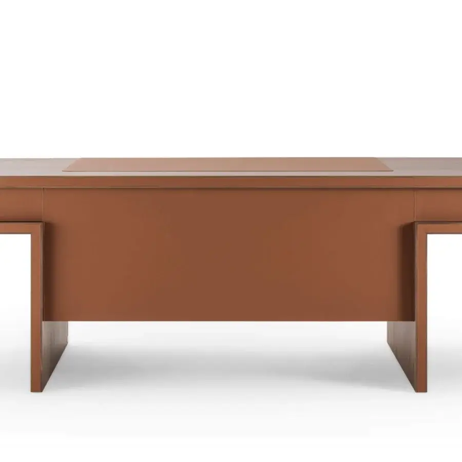 Distinguished Turri Echo desk with walnut wood top and leather-lined drawers in a smooth matte finish