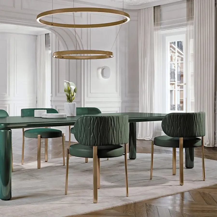 Exceptional Turri Roma table with rectangular top and cylindrical legs crafted in glossy lacquered wood