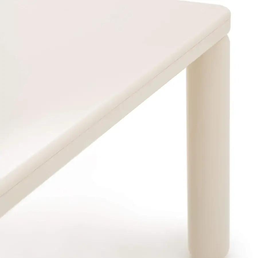 Elegant Turri Roma table with light beige lacquered wood construction and seamless cylindrical leg