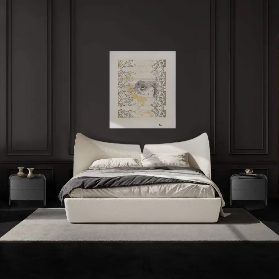 Elegant WAYNE Enterprises WE-072 nightstand with wood veneer and marble top in matte dark gray finish