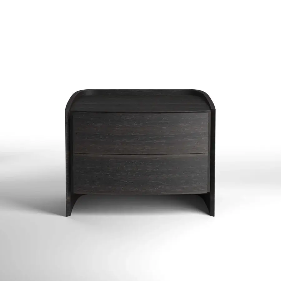 Exclusive Wayne Enterprises WE-072 nightstand with wood veneer structure and marble top in dark stained finish