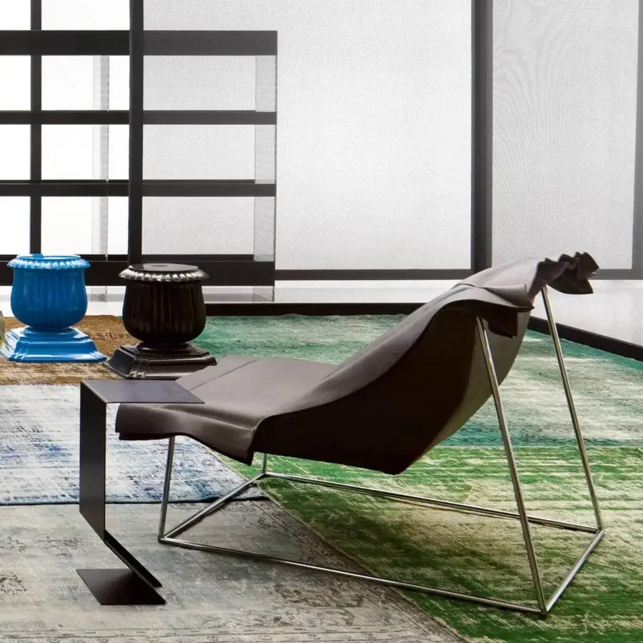 Superior Moroso Mark side table crafted in Italy with a powder coat steel structure and cantilevered design