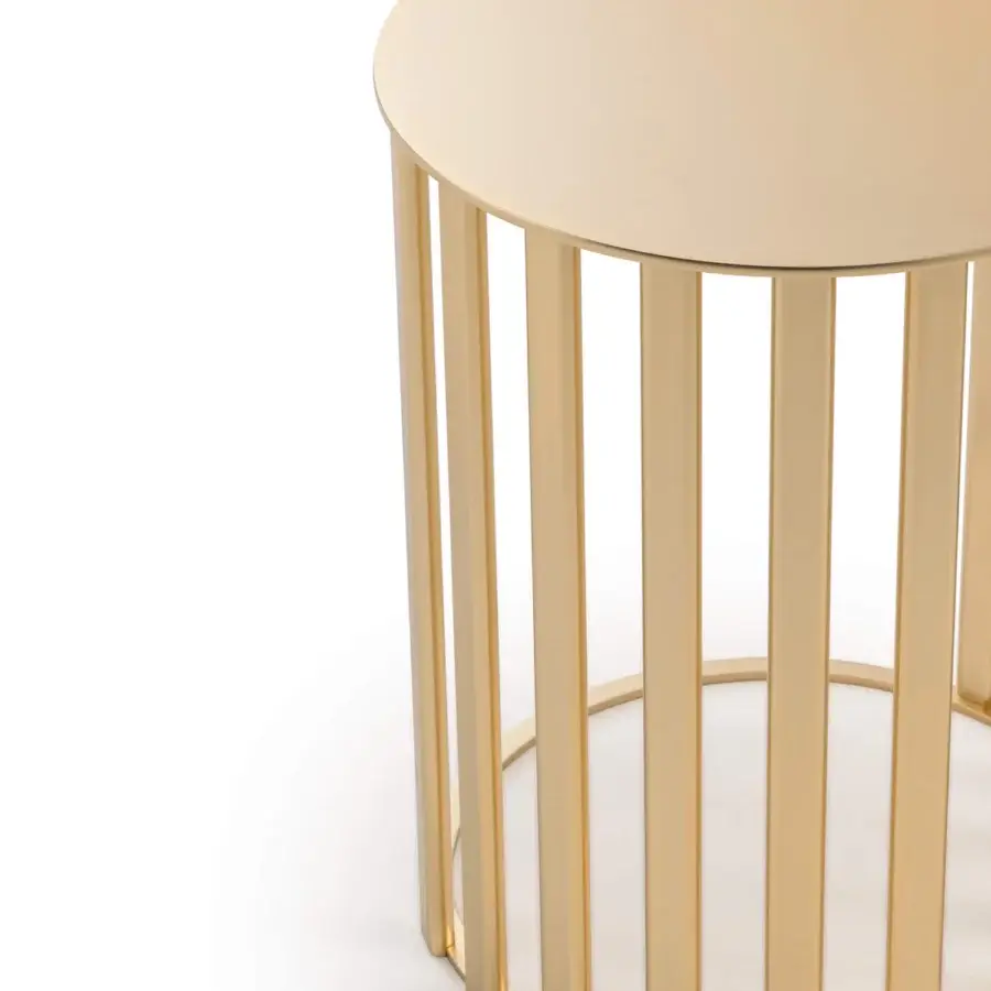 Distinguished Turri Roma side table crafted from metal with a glossy champagne gold finish