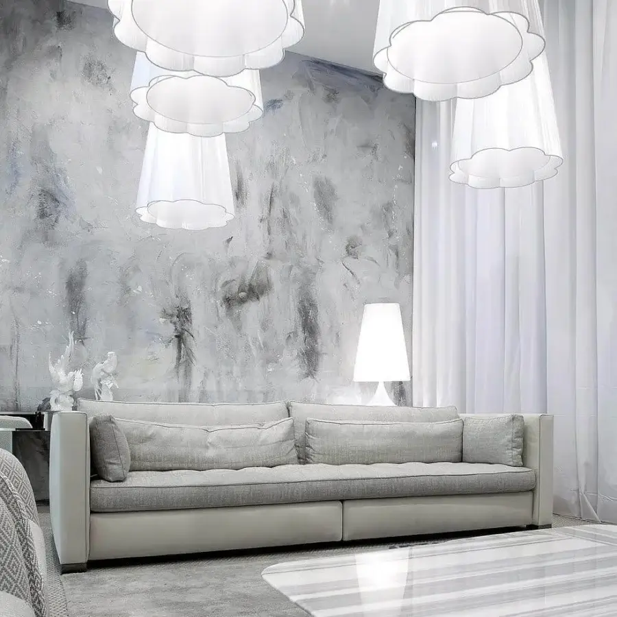 Exceptional Erba Alchimia sofa upholstered in light gray matte textile with a solid wood frame and natural goose feather cushions