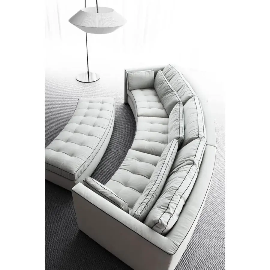 Exceptional Erba Alchimia sectional upholstered in light gray textile with a solid wood frame built in Italy