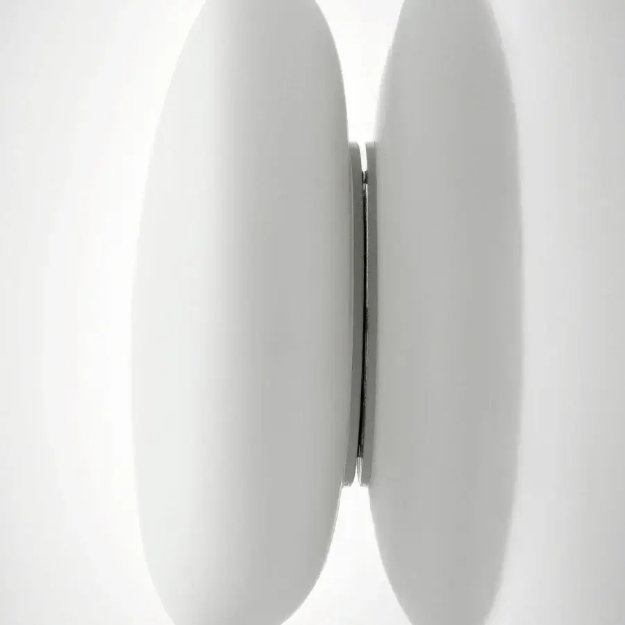 Superior Vistosi Neochic wall lamp built in rounded matte white glass with glossy white metal accents