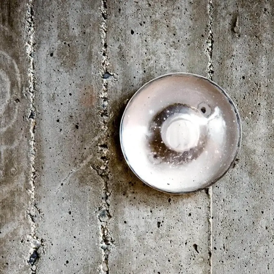 Superior Bocci 14 Surface Mount lamp with frosted cylindrical voids in cast glass and polished silver finish