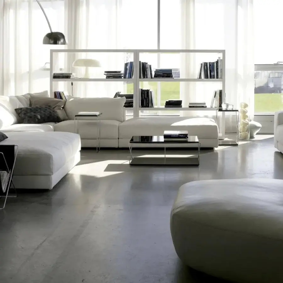 Superior Swan Italia Hills sectional with white removable fabric, a wooden frame and plush expanded polyurethane padding for luxurious comfort