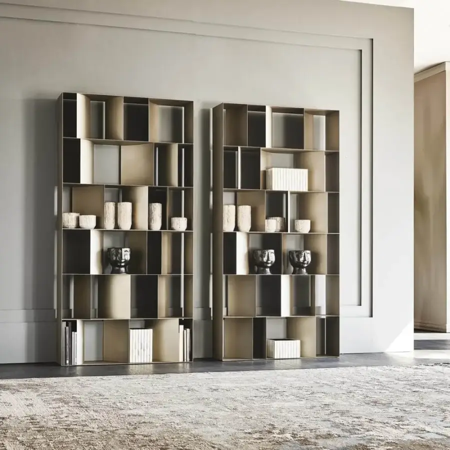 Exceptional Cattelan Italia Radja rug crafted in cotton and chenille with a low-profile relief and complex brown, beige, grey pattern