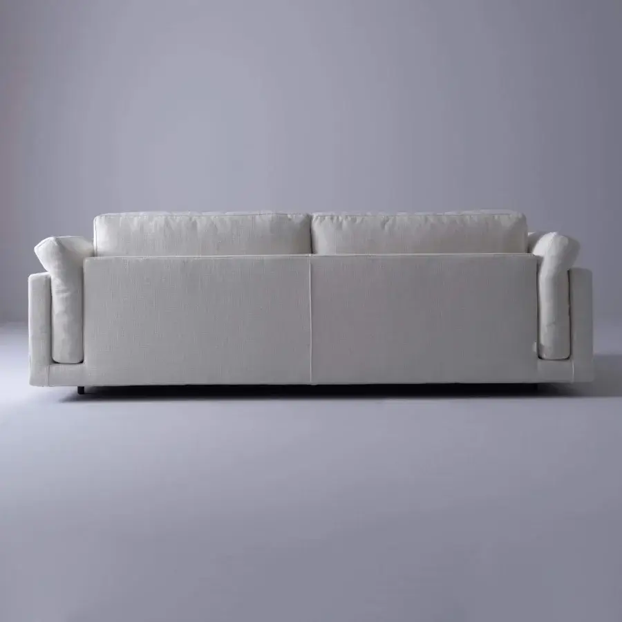 Exceptional Swan Italia Host sofa with light gray fabric upholstery and powder-coated metal feet