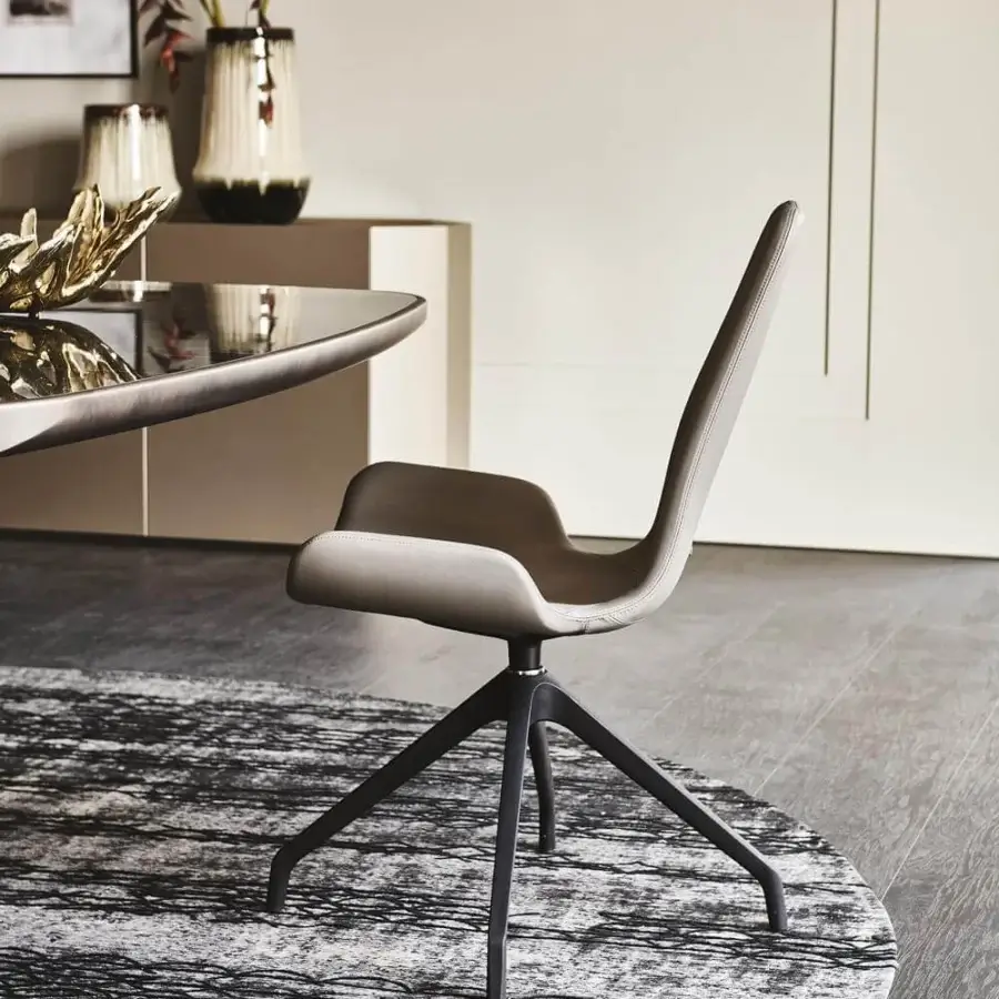 Exceptional Cattelan Italia Mumbai rug with light gray cotton and chenille, showcasing abstract black lines and subtle relief