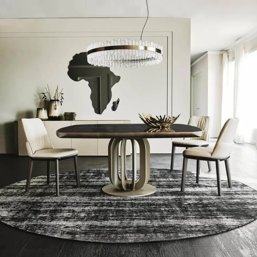 Sophisticated Cattelan Italia Mumbai rug crafted in Italy with black and white cotton chenille, displaying relief texture