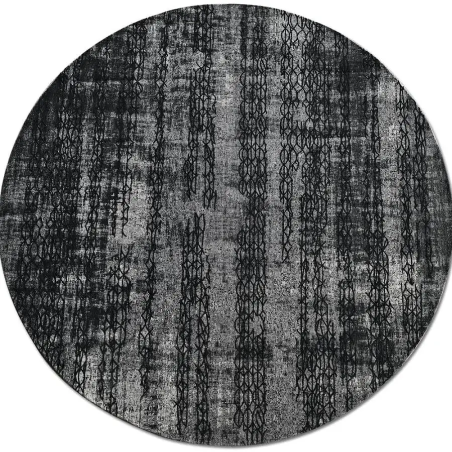 Lavish Cattelan Italia Mumbai rug crafted in cotton and chenille with distressed gray tones and vertical chain patterns