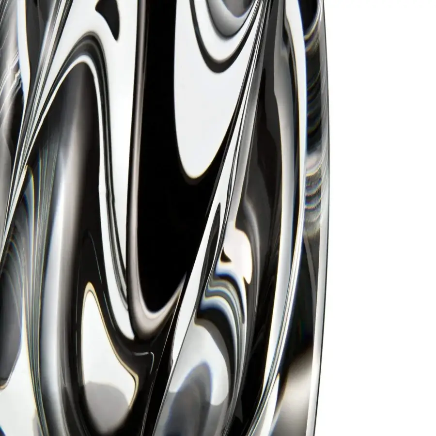 Exceptional Barovier&Toso Twins lamp with swirling black and white glass crafted in Italy with a glossy finish