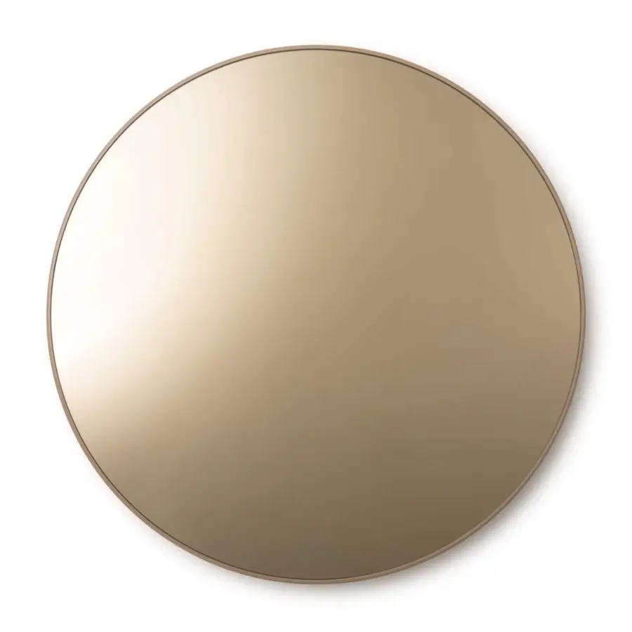 Exceptional Turri Roma mirror with circular form in walnut wood and bronze finished mirrored surface