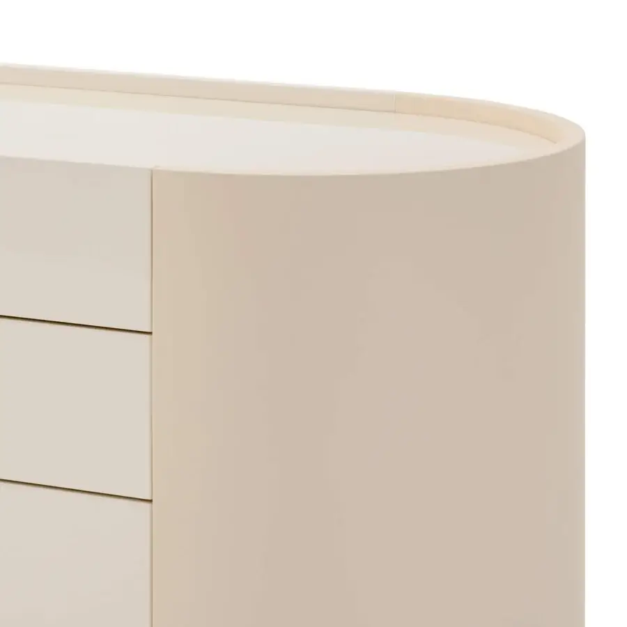 Captivating Turri Roma dresser crafted in light beige wood with champagne gold metal detailing and glossy lacquered finish