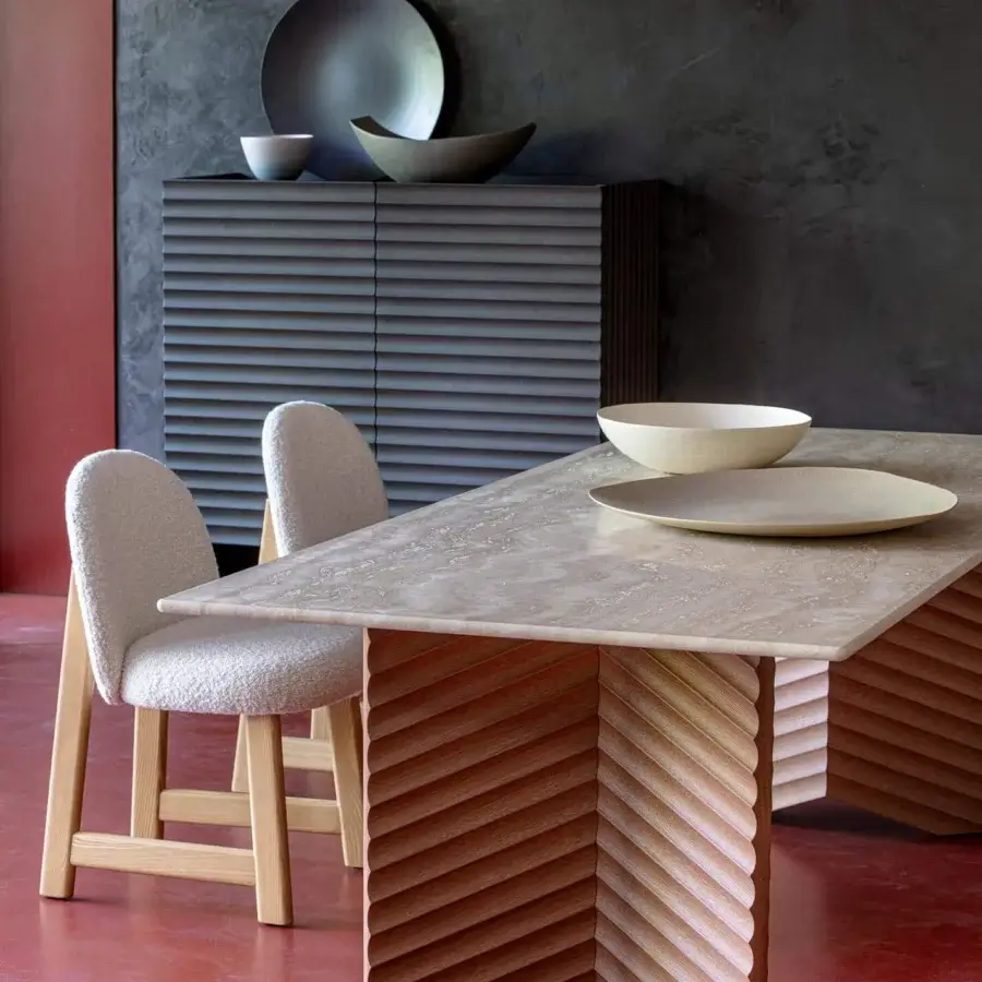 Exceptional Moroso Pheaby chair crafted in painted ash with textured white fabric upholstery and stylish legs