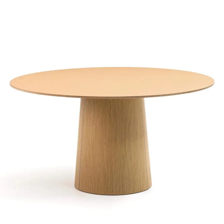 Distinguished Moroso Vol table with birch plywood tabletop in linoleum and warm brown finish